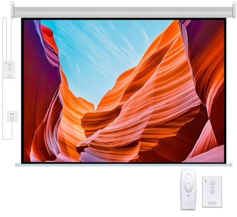 72 Schermo Proiettore Motorizzato Telo per Proiettore 4:3 16:9 with Telecomando Telo Videoproiettore HD per Il Gioco Uffici di Cinema Home Theater(72inch(4:3))
