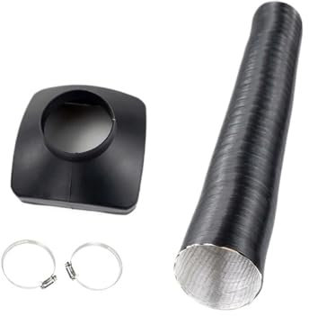ERAKAFZTTK 5KW 75mm Luftauslass-Entlüftungsabdeckung, gestreckte Länge 100cm, Luft-Diesel-Standheizungskanal, Luftführungsrohr, schwarz, passend for Webasto, passend for Eberspacher