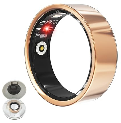LONGLU Smart Ring für Männer Frauen, Fitness Tracker Ring mit Herzfrequenz/Blutsauerstoff/Schlaf/Sport/ IP68 Wasserdicht, Gesundheits-Tracker für iPhone & Android (Gold, 7)