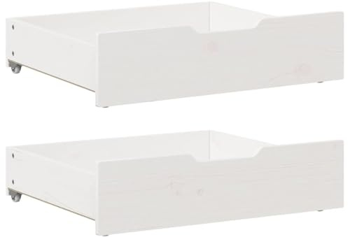 Gecheer Cassettoni da Letto 2 pz Bianchi 65x55x16 cm in Legno di Pino,Cassetti da Letto,Cassetti sotto Letto,Cassettoni sotto Il Letto,Cassettoni Sottoletto,P850936