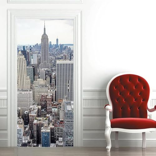 Türtapete Selbstklebend 90x200 cm Ansicht Von Oben Türaufkleber 3D Städtische Architektur Türposter Türfolie Poster Tapete PVC Wasserfest für Schlafzimmer Wohnzimmer Tür A-1488