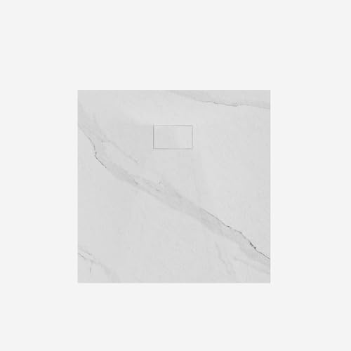 Produce Shop Plato de Ducha Cuadrado a RAS de Suelo Efecto mármol 90x90 cm Stone MM - Blanco