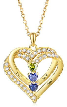 Jeweidea Personalisierte Namenskette Silber 925 Damen Kette mit Herz Anhänger Silberkette mit Namen für Mama Oma Geschenk für Muttertag Valentinstag Weihnachten