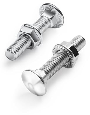 KINETOX 30 Piezas Tornillos Perno de Carruaje M5x40 DIN 603 | Tornillos Cabeza Redonda Plana Tornillos Perno de Carruaje con Tuercas M5 de Brida Hexagonales para Reparaciones y Bricolaje