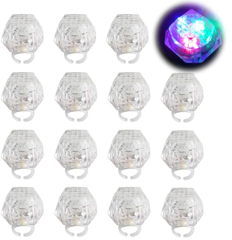 Lotvic Lot de 15 bagues lumineuses, anneaux lumineux, anneaux clignotants, jouets pour enfants et adultes, décoration de fête pour remise de diplôme, Noël, anniversaire, cadeaux d'invités, lumières de