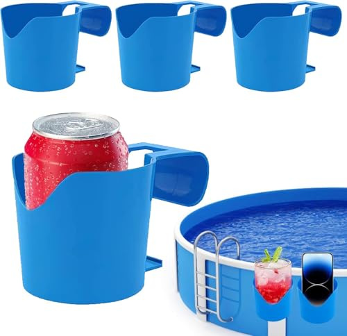 Portavasos Piscina, 4 Piezas Soporte para Bebidas Piscina,Soporte para Bebidas Junto A La Piscina, Soporte Colgante Piscina para Bebidas, Teléfonos Móviles, Llaves, Carteras