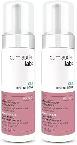 Cumlaude Lab Higiene Íntima CLX Mousse - Espuma Limpiadora con Clorhexidina de Acción Higienizante, Protectora y Refrescante para Inflamaciones y Molestiasde la Zona Íntima - 165 ml (Paquete de 2)