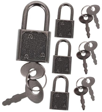 TOYANDONA 4pcs Mini Antique Padlock Vintage Lock Key for Pirate Treasure Chest Lock Toy for Boys and Girls and Key for Diary Jewelry Box