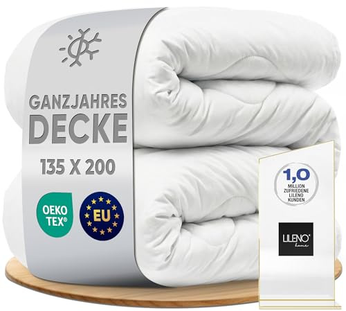 LILENO HOME Bettdecke 135x200 Ganzjahresdecke (1er Set) | 95°C waschbar, | Sanitized & Oeko-Tex Decke 135x200 | Allergikerfreundlich, Geräuscharm & Wolkenweich | Mikrofaser Blanket Made in EU