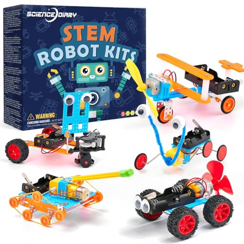SCIENCE DIARY STEM - Kit de construcción de robot para niños - Conjunto de manualidades de experimentos de ingeniería con motor y herramientas, juguetes de aprendizaje para actividades de