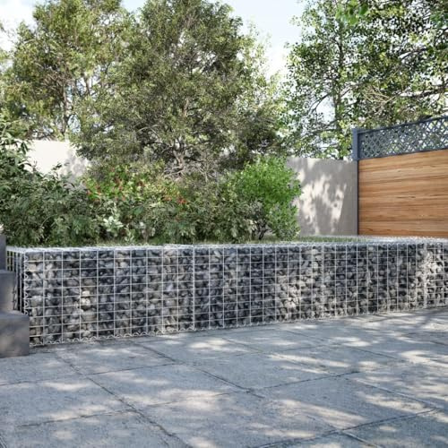 HaoChrymec Gabion with Fer Galvanisé, Design Robuste, Panier à Pierre, Parterre Surélevé en Gabion, Jardinière à Gabion, Cage en Métal, Extérieur, 300 x 50 x 50 cm