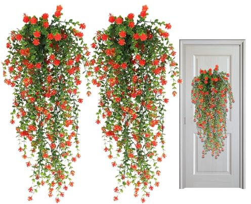 Genérico Plantas Artificiales Colgantes para Exterior,Juego de 2 Hojas de Eucalipto Artificial | Decoración Realista Resistente a UV para Interior Cocina Dormitorio Baño Jardín Terraza Hogar Bodas