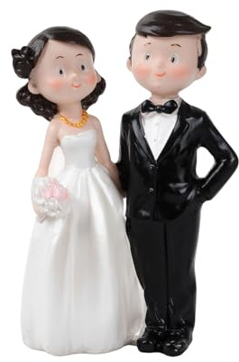 Figura Decorativa Pareja Novios para Tarta de Boda - en Resina Decoración Figuras de Pastel de Boda Decoraciones Románticas y Parejas, Bride and Groom Figurines, Regalos de Bodas, 12 x 6 x 4cm