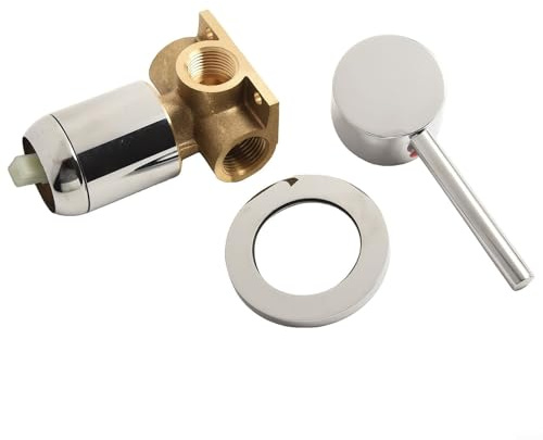 Miscelatore per doccia rotondo a parete con leva singola, controllo manuale dell'acqua calda e fredda, per rubinetto miscelatore dell'acqua da bagno in ottone resistente con elegante cromo (cromato)