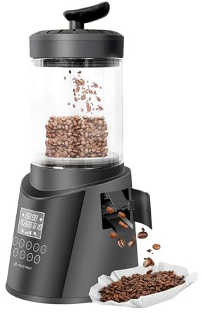 MAGO MAGA Smart Home Coffee Bean Roaster, Digital Display Auto and Manual Modes, 300g Capacity Ultra-low Smoke Chaff Collection, Transparent Viewing, Auto-Cooling, 230V