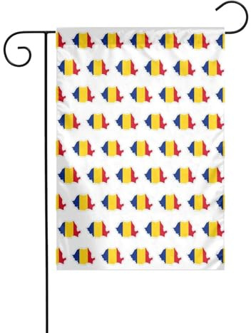 Bandera de Rumania con mapa impreso, bandera vertical de doble cara de 12 x 18 pulgadas, bandera decorativa para interiores y exteriores, banderas de jardín