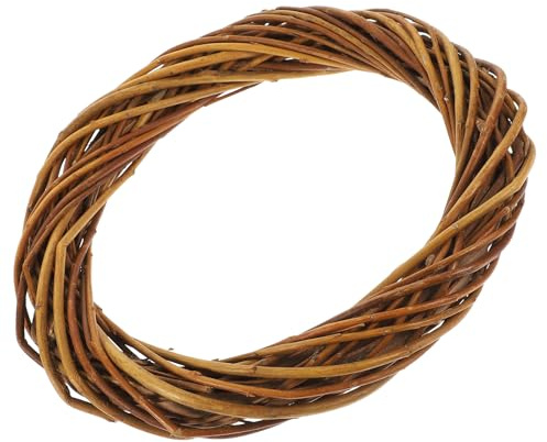 Amosfun Couronne en Osier Naturel 20 CM Écorce, Matériel de Bricolage pour Décorations de Noël, Mariage et Décoration Intérieure