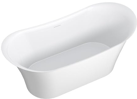 Vente-unique - Bañera exenta Kyron - L 160cm x A 79cm x H 66cm - acrílico - blanco