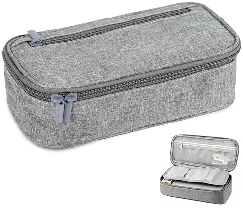 EUIOOVM Canvas Pencil Case,with Compartments,Smooth Zipper,Large