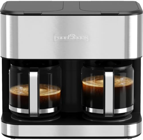 ProfiCook® Doppel Kaffeemaschine | 3,6L | bis zu 32 Tassen | 2 getrennte Brühsysteme | Edelstahlgehäuse | Nachtropfsicherung | Filterkaffeemaschine | 2000W | Coffee Machine | PC-KAD 1308 inox