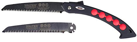 WALTER Universalsäge klappbar inklusive Ersatzsägeblatt aus Manganstahl, scharfe und rostfreie Messerklinge mit einer Länge von 18 cm für kompaktes Sägen, ideal für Gartenarbeiten Outdoor und Camping