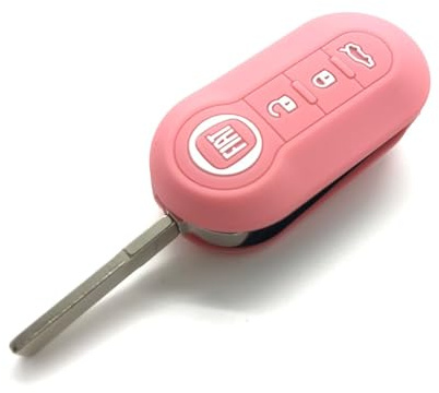 Schlüsselgehäuse für Autofunkschlüssel, 100% hochwertiges Silikon, 3 Tasten, für einklappbaren Schlüssel (Pink)