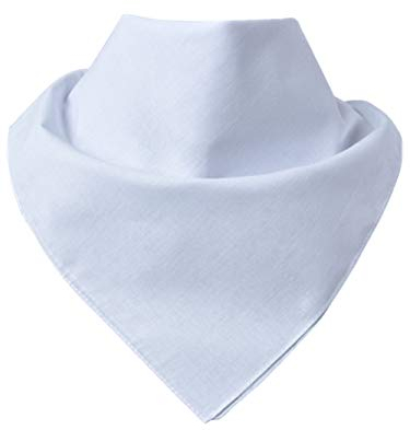 Miobo Bandana, Kopftücher, Halstücher, Halsband, 100% Baumwolle, Einheitsgröße, Uni Weiss, 55x55cm