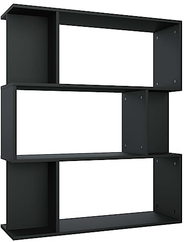 vidaXL Estantería Librería Separador Ambientes Baja Estante Libros Divisor Espacios 3 Niveles 6 Cubos Modulares Grandes y Pequeños Contrachapada Negro