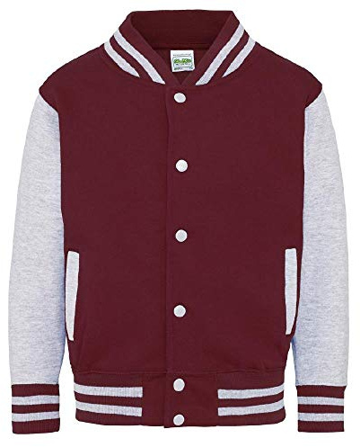 BrolloGroup Felpa Baseball Varsity Jacket Giacca College Personalizzabile PS 36017 (12/13 Anni, Burgundy/Heather Grey)