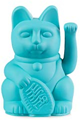 DONKEY Lucky Cat Mini | Turquoise | Japanische Glücksbringer Winkekatze in türkis 9,8 cm hoch