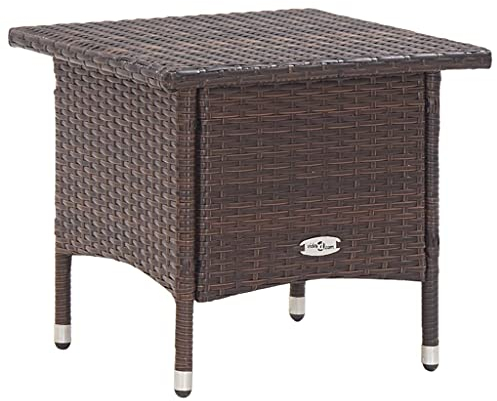 TEWTX7 Couchtisch Beistelltisch Gartentisch Balkontisch Loungetisch Teetisch Braun 50 x 50 x 47 cm Poly Rattan
