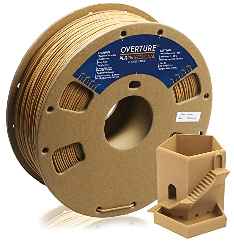 OVERTURE PLA Plus (PLA+) PLA-Filament 1,75 mm, professionelle PLA-Festigkeit, 1kg Filament (2,2 lbs), Maßgenauigkeit +/- 0,02 mm, für 3D-Drucker Braun)