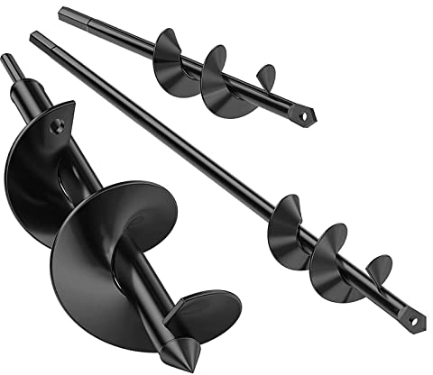 Erdbohrer Für Akkuschrauber 3 Stück, Erdbohrer Für Bohrmaschine Erdlochbohrer Pflanzbohrer Gartenbohrer Bodenbohrer Blumenzwiebel Bohrer zum Pflanzen und Bohren (8 x 30 cm & 4 x 22 cm & 4 x 45 cm)