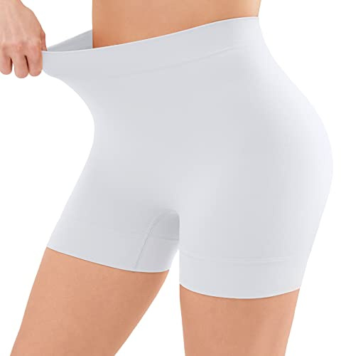 YADIFEN Womens Anti Chafing Shorts Seamless Shorts Boxers Underwear Ultra Soft Safety Short Boyshort for Under Skirt White S