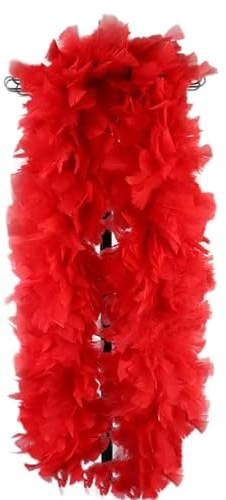 SYSUII Federboa Weihnachtsboa, 200CM Federboa zum Basteln Flauschige Truthahnfedern Federboa DIY Frauen Verkleidung Dekorationen Federstola Federschal für Weihnachten Karneval Theater -Rot