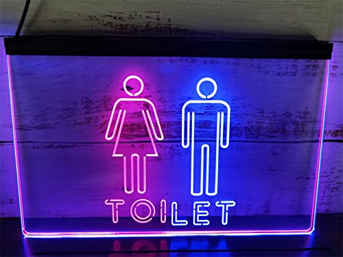 REWIS Guida all'Ingresso della Toilette Insegna al Neon a LED, luci al Neon incise 3D a Doppio Colore USB Personalizzate, per Il Bagno del Centro Commerciale Appeso Decorativo dimmerabile,E,40x30cm
