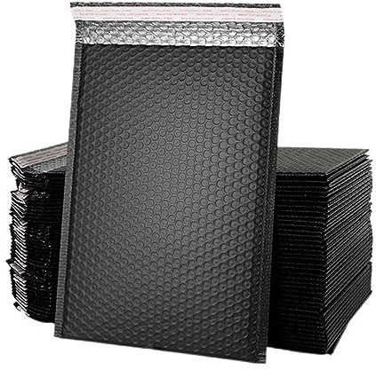 50 Stück rosa Poly-Luftpolster-Versandtaschen, gepolsterte Umschläge, mit Luftpolsterfolie gefütterte Polymailer-Beutel für Versandverpackungen, selbstklebend, schwarz, 50 Stück, 20 x 25 cm