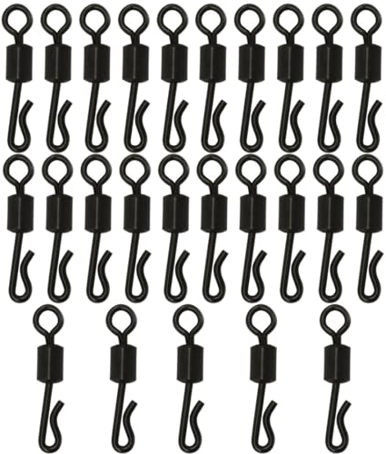 XIKSJW 25 Stück Angeln Wirbel Angeln Clips Karpfen Angeln Clips Angeln Wirbel mit Druckknöpfen Q-förmige Schnellwechsel Wirbel Angeln Stecker