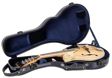 Crossrock Air Carbon Series Case fits F-Style Mandolin-100% Purity Carbon Fiber Flight Case with Protective Cover, Backpack Straps, TSA Lock-Blue (CRF6000MFBL)