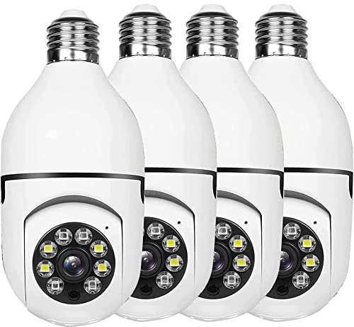 Yuattory 4 Piece Light Bulb Security Camera Outdoor 2.4G WiFi Light Socket Security Camera