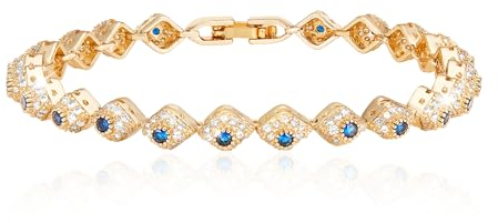 Richapex Armband Damen Gold Infinity Tennis Armband 18K Gold Tennis Armbänder Bracelet Schmuck Geschenke für Damen Mädchen (Böser Blick)