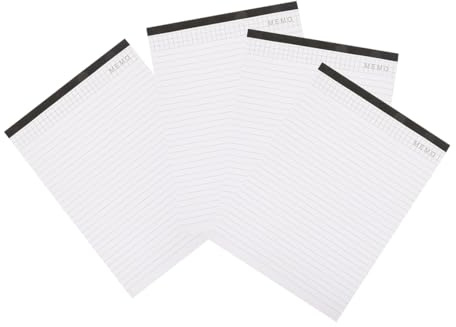 Parliky 4 Stück Mehrzweck Notizblock aus Papier Weiß 25 Blatt Abreißbar für Schule und Büro Praktisch für Besprechungsnotizen und Zeitplanung