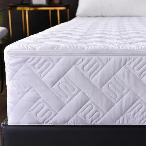 Coprimaterasso con Cerniera Matrimoniale Personalizzabile Fodera Materasso Singolo Trapuntata/Imbottito Lenzuolo Copri Proteggi Materasso Topper Lavabile Rivestimento,002,200x220+25cm