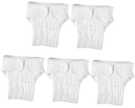COLLBATH Pannolini Fitted Lavabili 5 Pezzi Riutilizzabili Per Ragazzo Ragazza Ragazzo Ragazza Assorbenti in Cotone Bianco Taglia S Inserti Per Pannolini in Stoffa