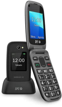 SPC Harmony 4G - Telefono cellulare con coperchio per anziani, facile da usare con tasti grandi, compatibile con apparecchi acustici, configurazione remota, pulsante SOS, volume alto campanello, base