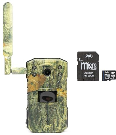 PNI Hunting 250C Jagdkamerapaket mit 4G LTE-Duplex-Internet + 32 GB MicroSD-Speicherkarte mit SD-Adapter
