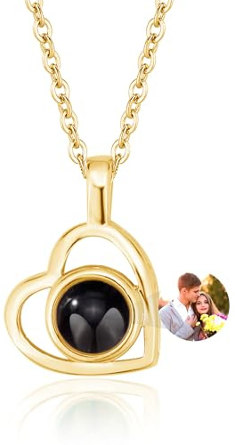 Easycosy personalisierte Halskette mit Bild Projektion, Kette damen mit Foto und vielfältiges Projektion Anhänger im Stein als personalisierte Geschenke für Mama Frauen Freundin Schwester zu Muttertag