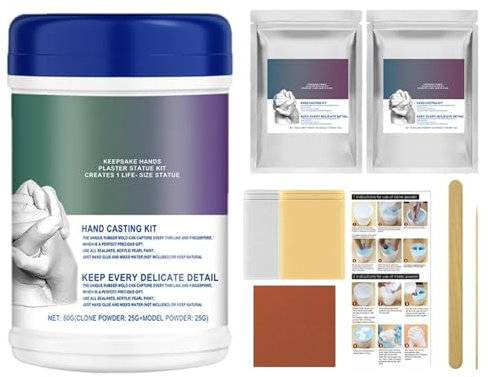 Handform-Set – Handabdruck-Set, Gipsform-Set | 3D-Skulptur-Set, kreatives Gießset, Statuenform-Set, Erinnerungs-Set aus Gips | Paar Erwachsene Kinder Familie Cad