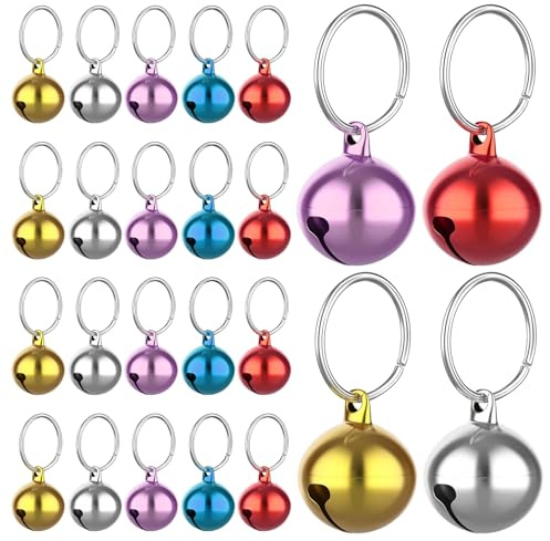 HJZHII Lot de 24 cloches métal pour chiens et chats - Boucles - Pendentif puissant - Accessoire d'entraînement pour animaux de compagnie