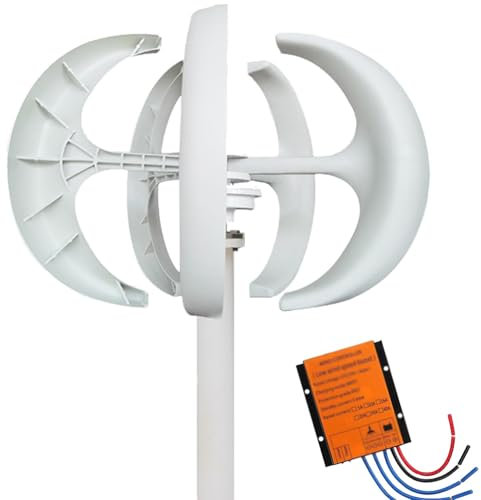 QAZXDRFG Aerogenerador de 3000 W, 12 V/24 V/48 V, farola Vertical para jardín, Barco, generador de Viento de 5 Hojas con Controlador, Blanco, 48 V